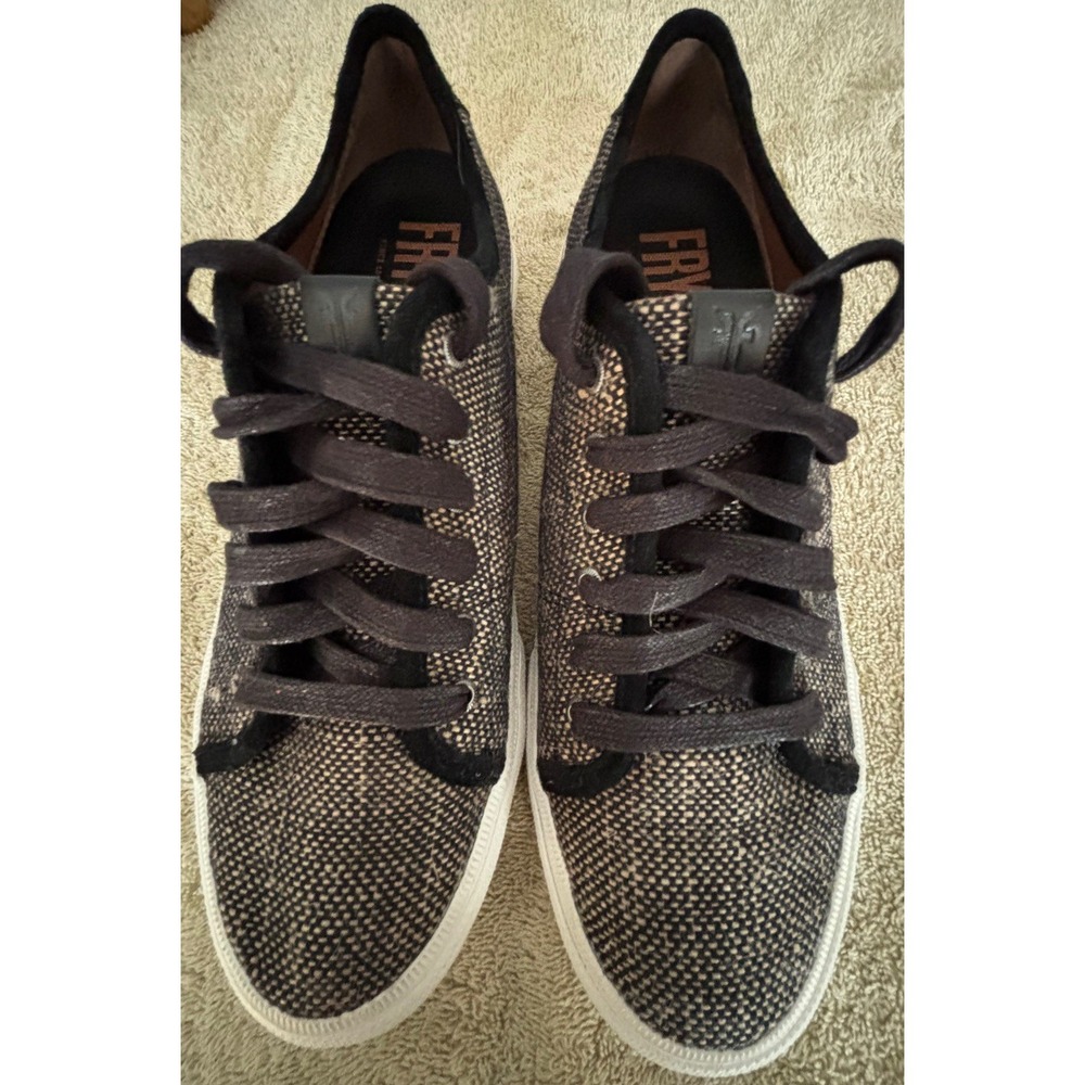 Frye Womens Gia Black Tweed Canvas Low Lace Up Shoes Sneakers Size US 8 M
